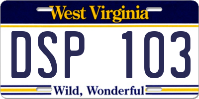 WV license plate DSP103
