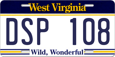 WV license plate DSP108