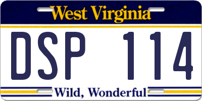 WV license plate DSP114
