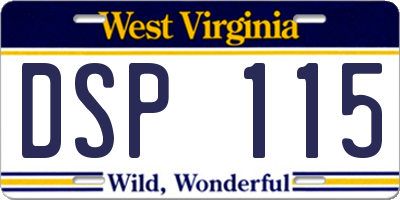 WV license plate DSP115