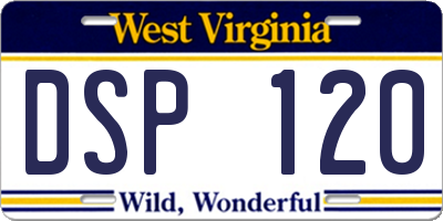 WV license plate DSP120