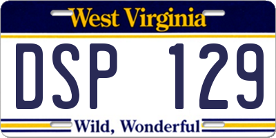 WV license plate DSP129