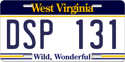 WV license plate DSP131