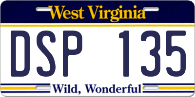 WV license plate DSP135