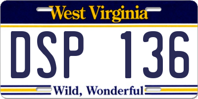 WV license plate DSP136