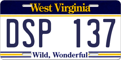 WV license plate DSP137