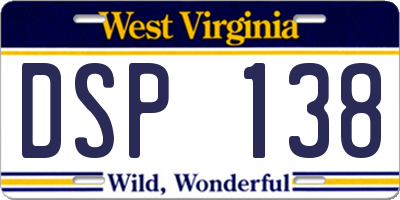 WV license plate DSP138