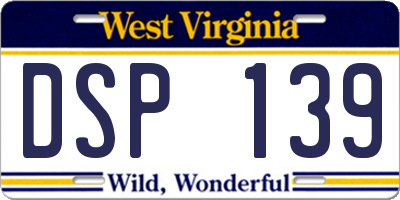 WV license plate DSP139