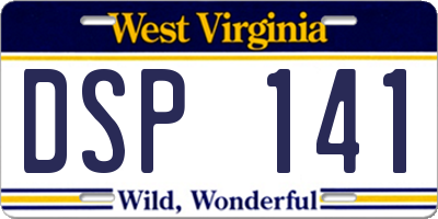 WV license plate DSP141