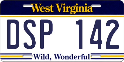 WV license plate DSP142