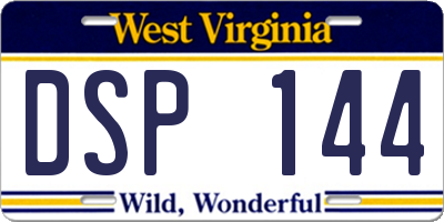 WV license plate DSP144