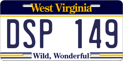 WV license plate DSP149
