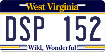 WV license plate DSP152