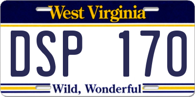 WV license plate DSP170