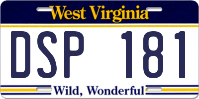 WV license plate DSP181