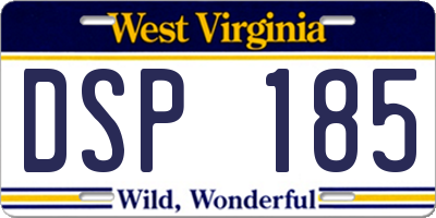 WV license plate DSP185
