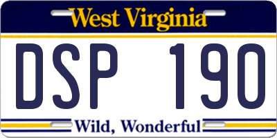 WV license plate DSP190