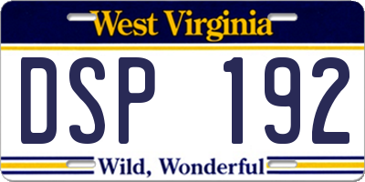 WV license plate DSP192