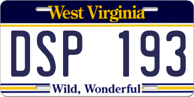 WV license plate DSP193