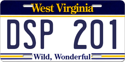 WV license plate DSP201
