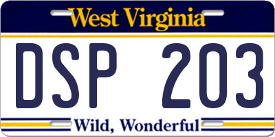WV license plate DSP203