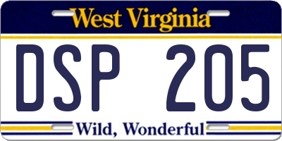 WV license plate DSP205