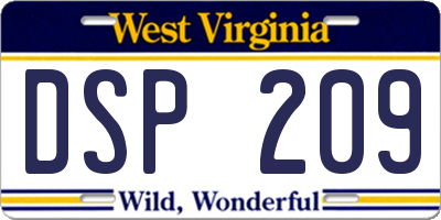 WV license plate DSP209