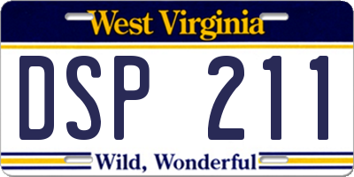 WV license plate DSP211