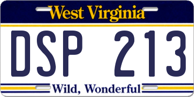 WV license plate DSP213