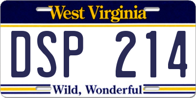 WV license plate DSP214