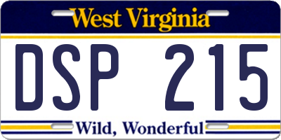 WV license plate DSP215
