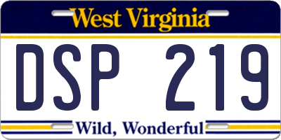 WV license plate DSP219