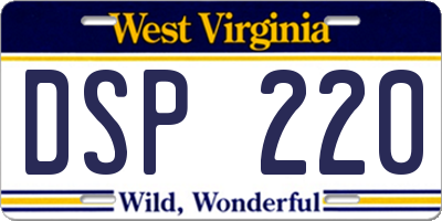 WV license plate DSP220