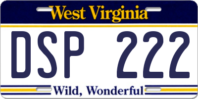 WV license plate DSP222