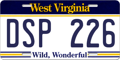 WV license plate DSP226