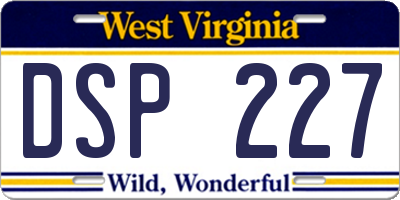 WV license plate DSP227