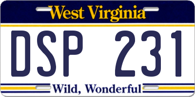 WV license plate DSP231