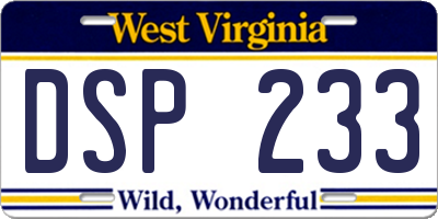 WV license plate DSP233