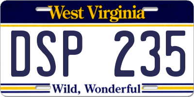 WV license plate DSP235