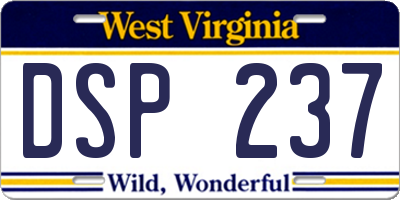 WV license plate DSP237