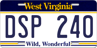 WV license plate DSP240