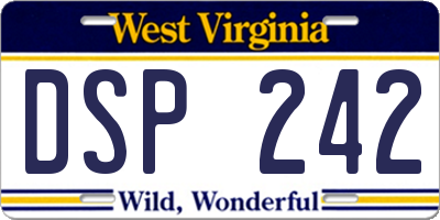 WV license plate DSP242