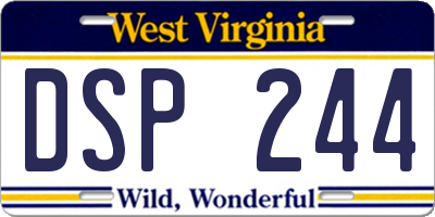 WV license plate DSP244