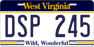 WV license plate DSP245
