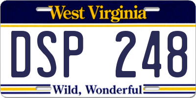 WV license plate DSP248