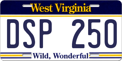 WV license plate DSP250