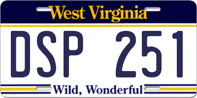 WV license plate DSP251