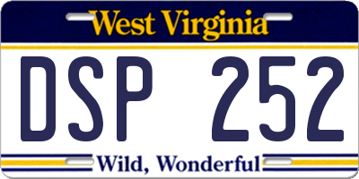 WV license plate DSP252