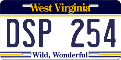 WV license plate DSP254