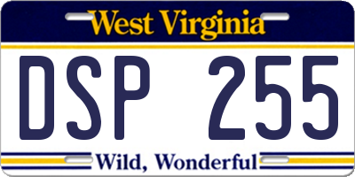 WV license plate DSP255